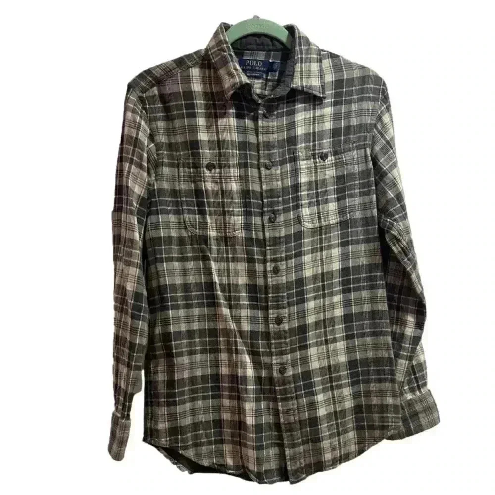Polo Ralph Lauren Gray Plaid Button Down shirt Size Small EUC